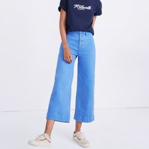 Emmett Wide-Leg Crop Pants: Button-Front